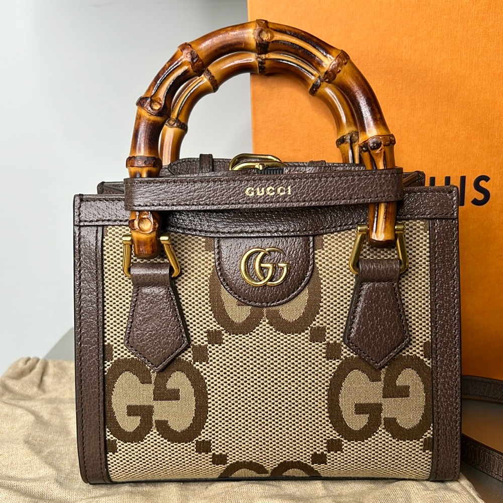 Gucci Brown and Cream Mini Bag with Bamboo Accent